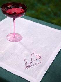 Набір з 2-х столових серветок з льону з машинною вишивкою "Шафран Гейфелів" GNIZDO Модель LTNMESHFUC-002 Фото