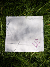 Набір з 2-х столових серветок з льону з машинною вишивкою "Шафран Гейфелів" GNIZDO Модель LTNMESHFUC-002 Фото