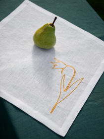 Набір з 2-х столових серветок з льону з машинною вишивкою "Тюльпан скіфський" GNIZDO Модель LTNMESTFUC-002 Фото