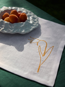 Набір з 2-х столових серветок з льону з машинною вишивкою "Тюльпан скіфський" GNIZDO модель LTNMESTFUC-002 Фото