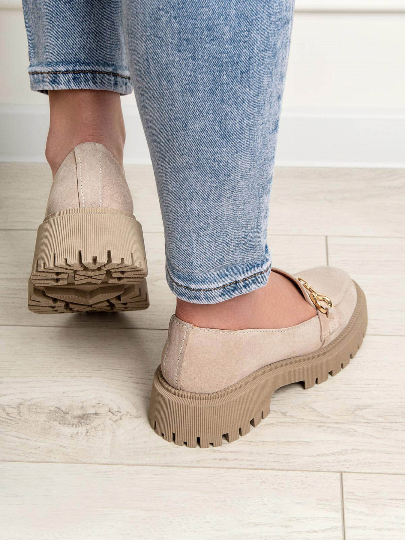 Лоферы ISSA Plus модель OB2-179_бежевый Фото