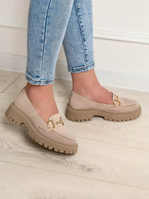 Лоферы ISSA Plus модель OB2-179_бежевый Фото