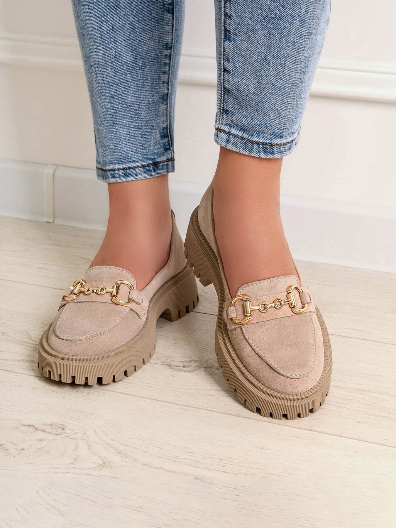 Лоферы ISSA Plus модель OB2-179_бежевый Фото