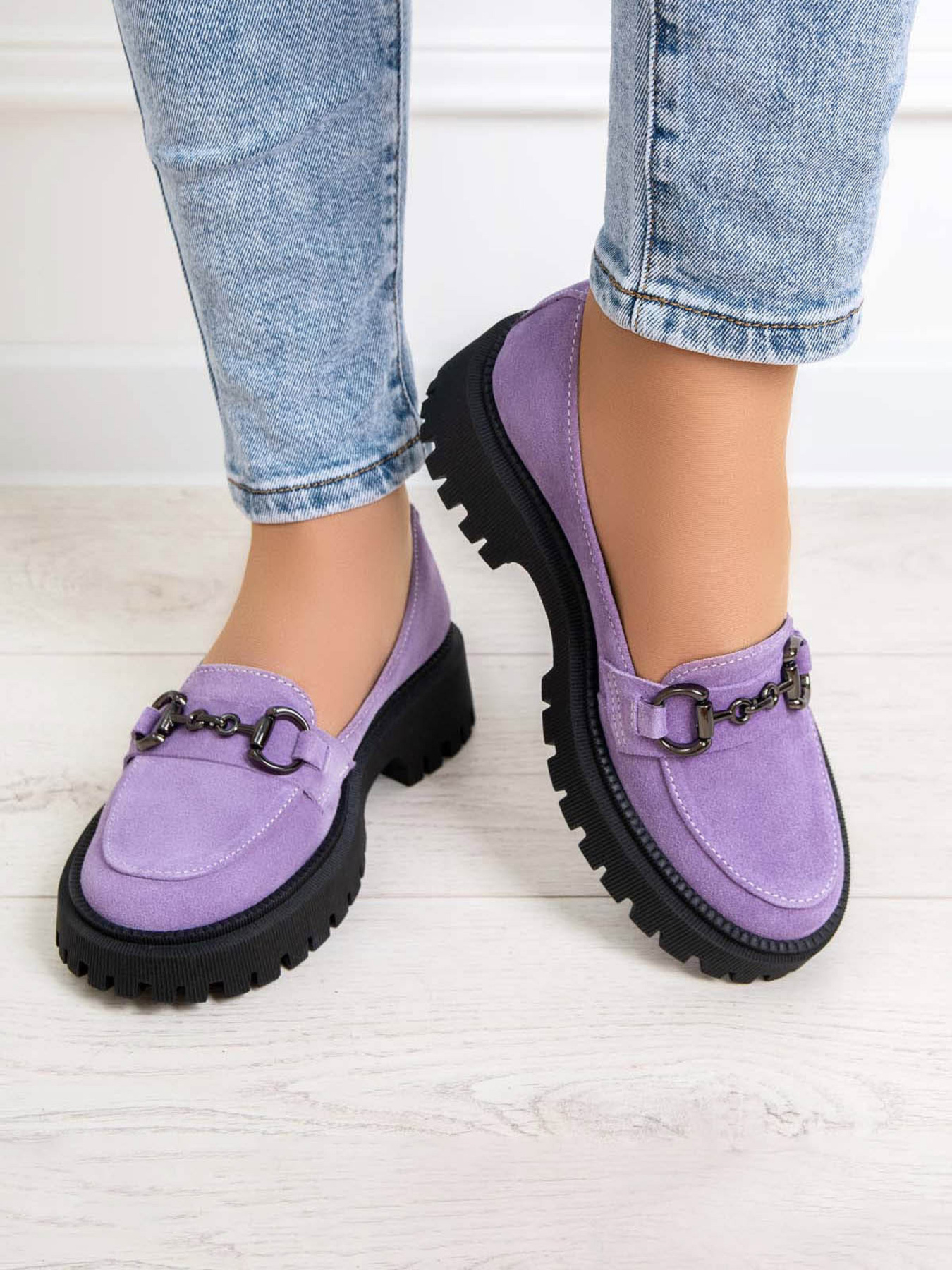 Лоферы ISSA Plus модель OB2-179_сиреневый Фото