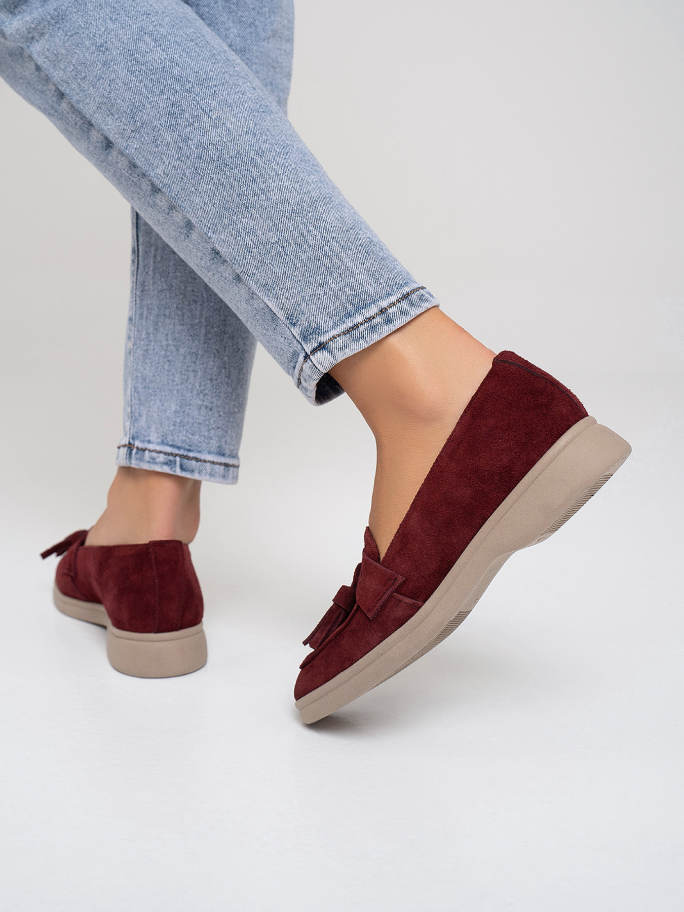 Лоферы ISSA Plus модель OB2-412_бордовый Фото