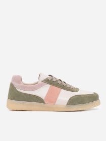 Кеды низкие ISSA Plus модель OB2-426_бежевый_зеленый Фото