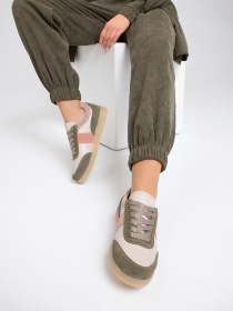 Кеди низькі ISSA Plus модель OB2-426_бежевый_зеленый Фото