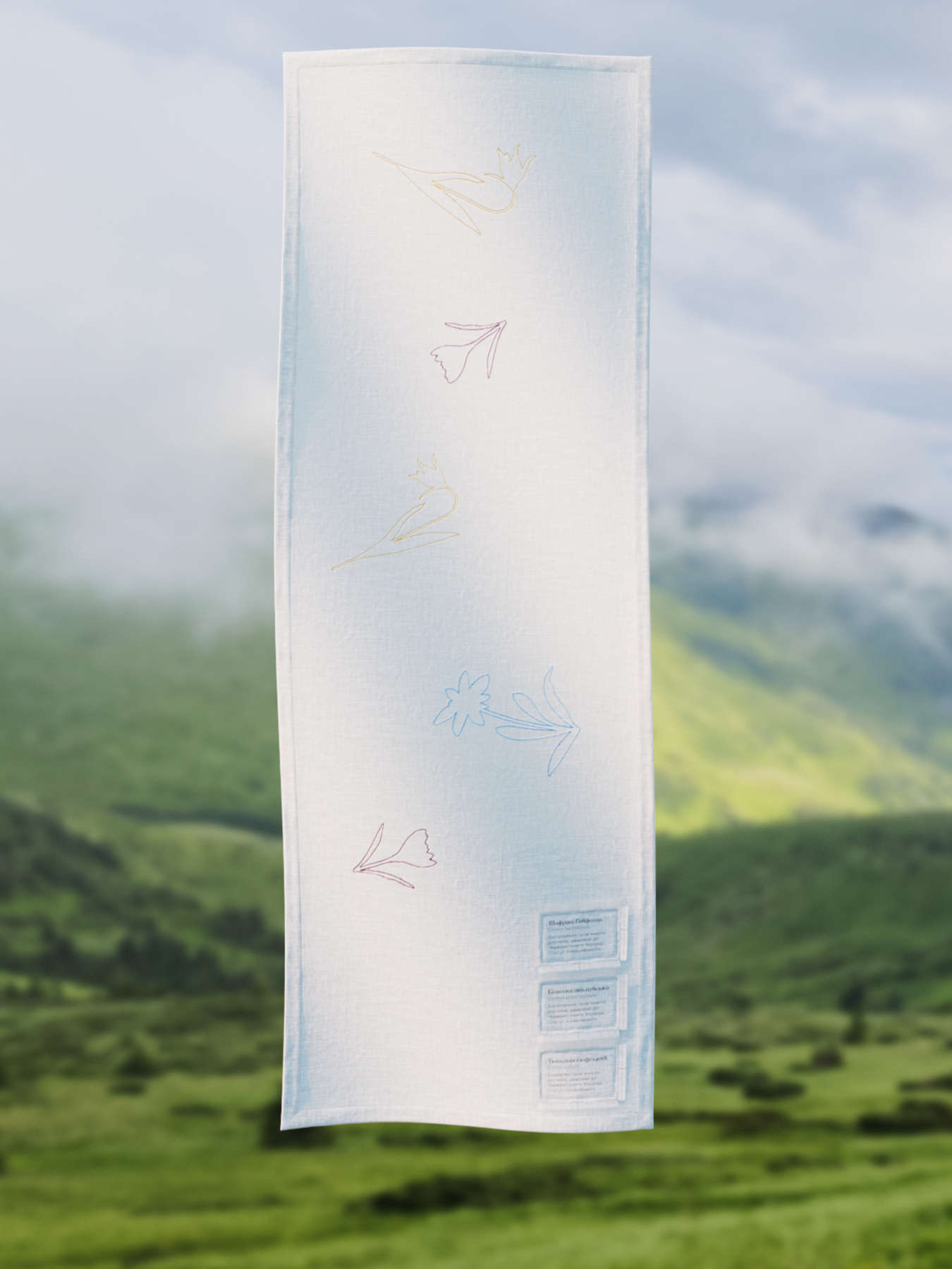 Ранер (доріжка) з льону з машинною вишивкою "Квіт" GNIZDO модель LTRMEKC-002 Фото