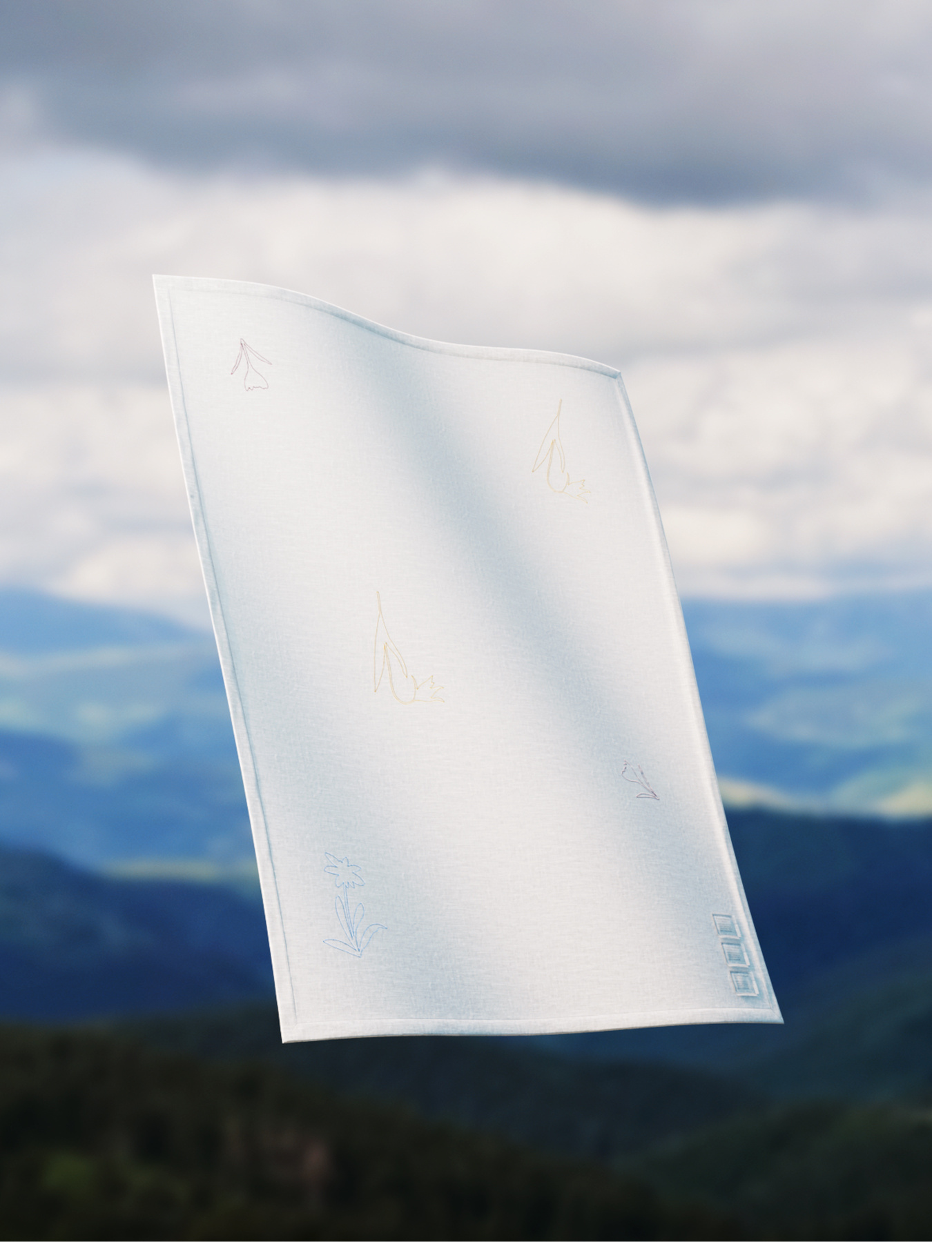 Скатертина з льону з машинною вишивкою Квіт" GNIZDO Модель LTKMEKC-002 Фото