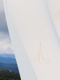 Скатертина з льону з машинною вишивкою Квіт" GNIZDO Модель LTKMEKC-002 Фото