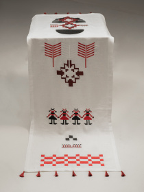 Ранер (доріжка) столовий з льону з машинною Різдвяною вишивкою GNIZDO Модель TUSTRCCGK-002E Фото