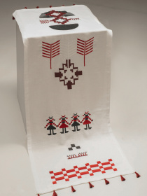 Ранер (доріжка) столовий з льону з машинною Різдвяною вишивкою GNIZDO модель TUSTRCCGK-002E Фото