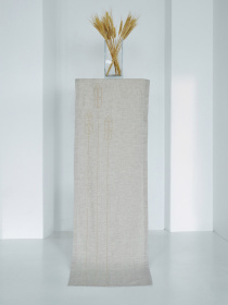 Ранер (доріжка) з льону з машинною вишивкою "Колоски" GNIZDO Модель LRMESC-001-S Фото