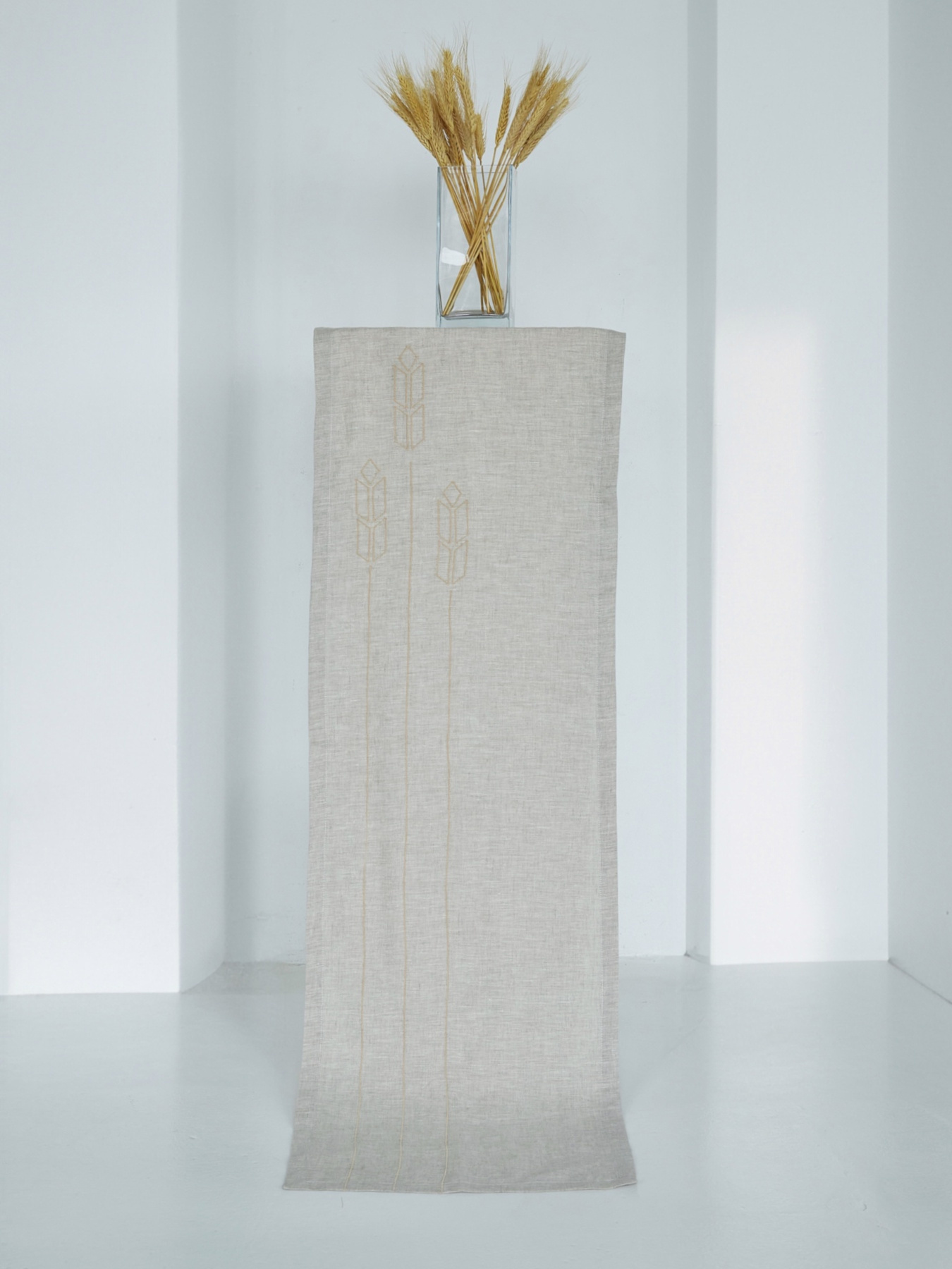 Ранер (доріжка) з льону з машинною вишивкою "Колоски" GNIZDO модель LRMESC-001-S Фото