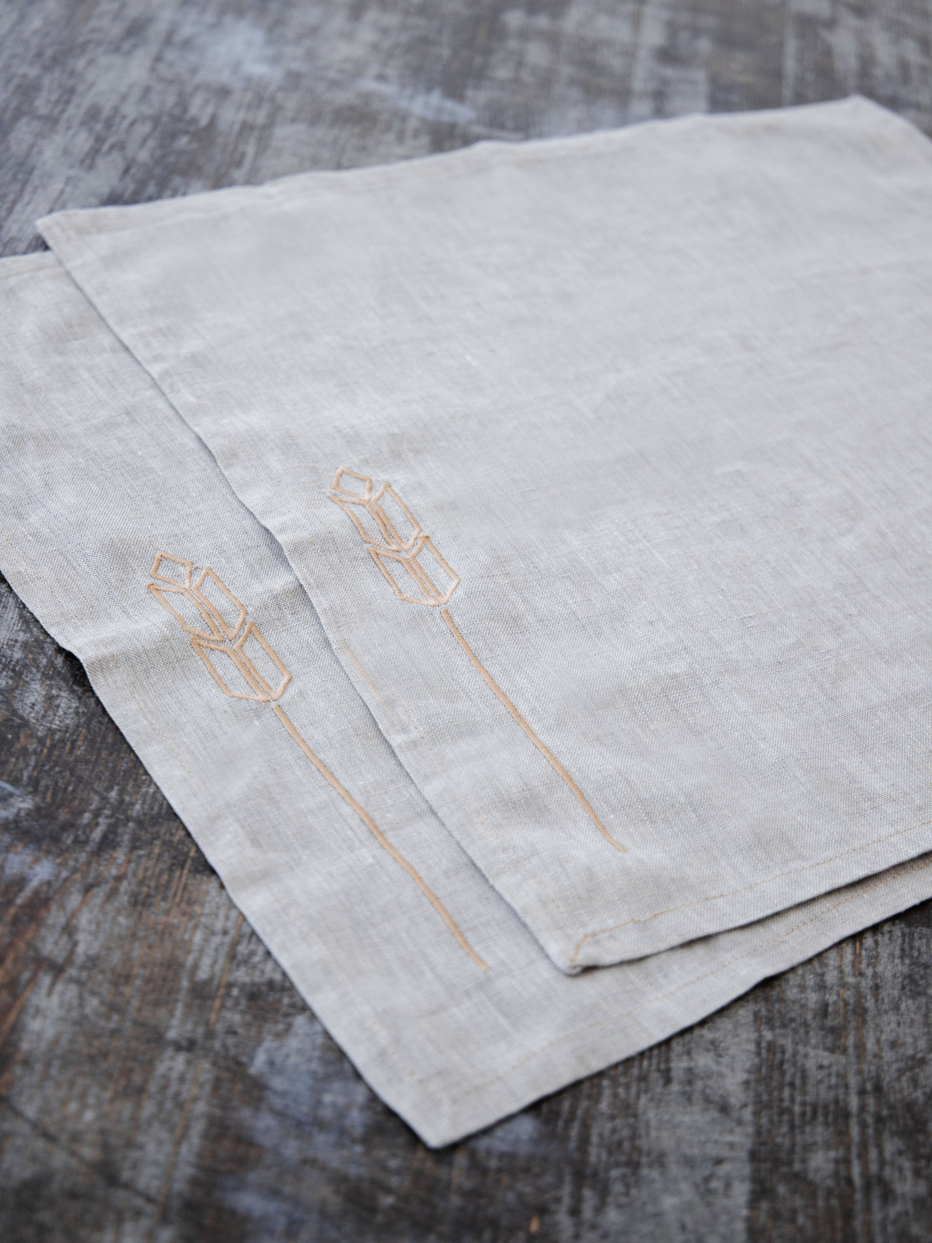 Набір з 2-х столових серветок з льону з машинною вишивкою "Колоски" GNIZDO модель LNMESC-001 Набір з 2-х столових серветок з льону з машинною вишивкою "Колоски" GNIZDO модель LNMESC-001 Фото