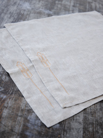 Набір з 2-х столових серветок з льону з машинною вишивкою "Колоски" GNIZDO модель LNMESC-001 Набір з 2-х столових серветок з льону з машинною вишивкою "Колоски" GNIZDO модель LNMESC-001 Фото