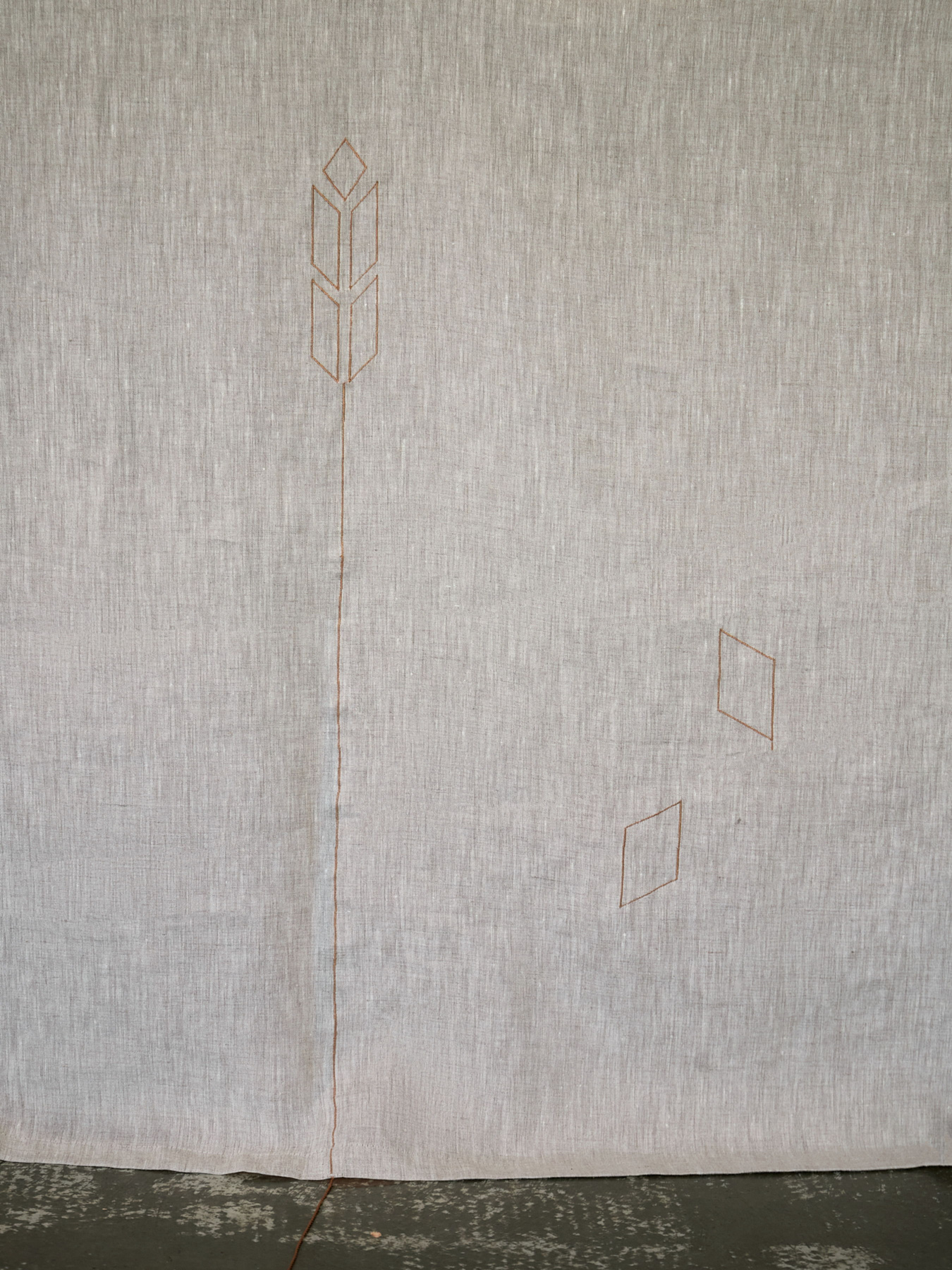 Скатертина з льону з машинною вишивкою "Колоски" GNIZDO Модель LTMESC-001-s Фото