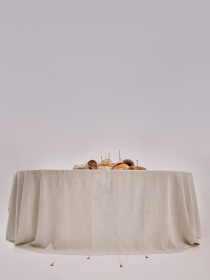 Скатертина з льону з машинною вишивкою "Колоски" GNIZDO Модель LTMESC-001-s Фото