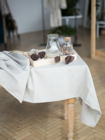 Скатертина з льону однотонна в кольорі "Еко" GNIZDO Модель LTMC-001-S Фото