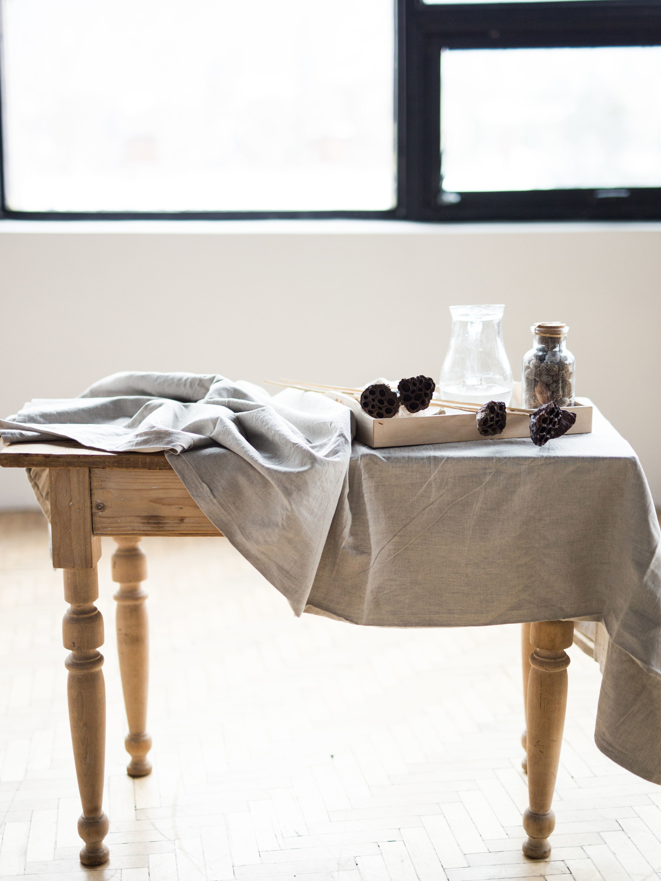 Скатертина з льону однотонна в кольорі "Еко" GNIZDO модель LTMC-001-S Фото