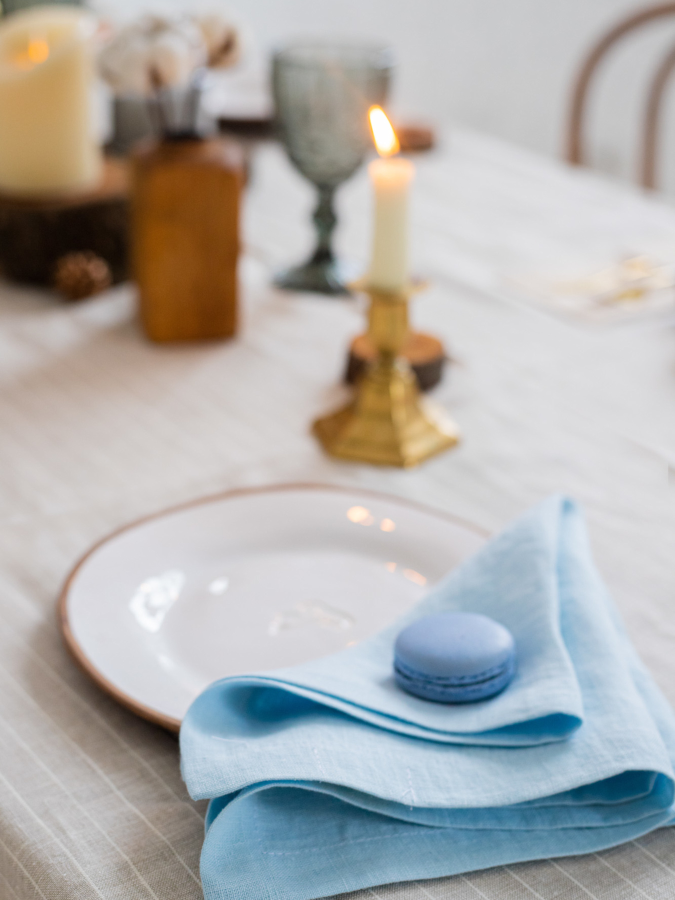 Набір з 2-х столових серветок з льону класичних однотонних в блакитному кольорі GNIZDO Модель LCTNMC-013 Фото