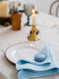 Набір з 2-х столових серветок з льону класичних однотонних в блакитному кольорі GNIZDO модель LCTNMC-013 Набір з 2-х столових серветок з льону класичних однотонних в блакитному кольорі GNIZDO модель LCTNMC-013 Фото