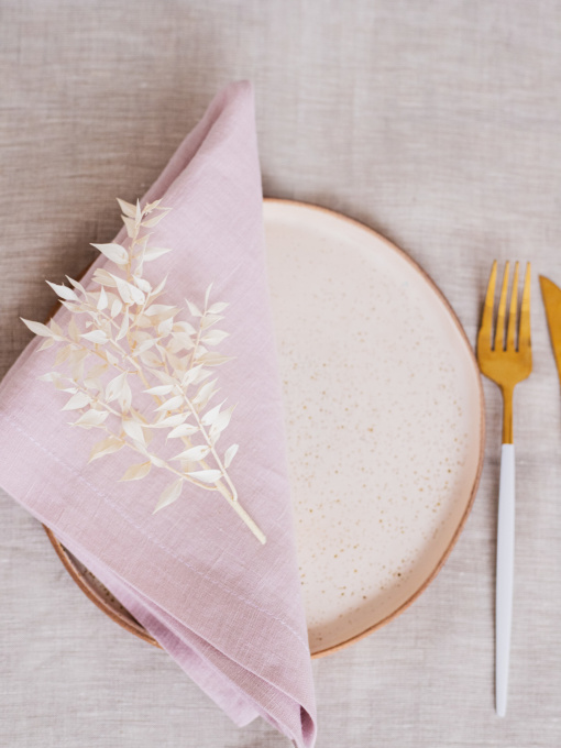 Набір з 2-х столових серветок з льону класичних однотонних в кольорі "Пильна троянда" GNIZDO модель LCTNMC-007 Фото