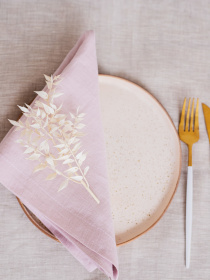 Набір з 2-х столових серветок з льону класичних однотонних в кольорі "Пильна троянда" GNIZDO модель LCTNMC-007 Фото