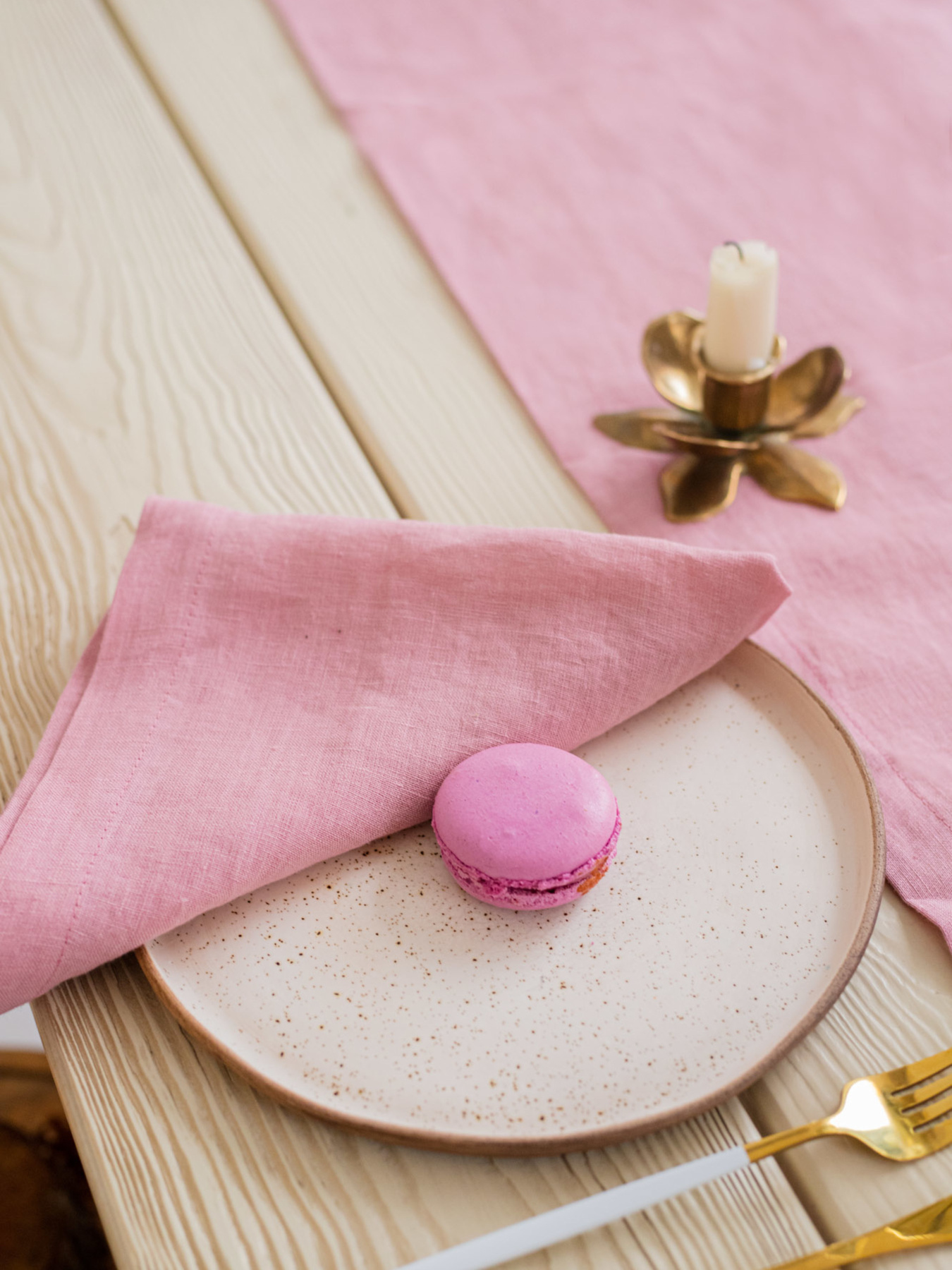 Набір з 2-х столових серветок з льону класичних однотонних в кольорі "Чайна троянда" GNIZDO модель LCTNMC-019 Фото