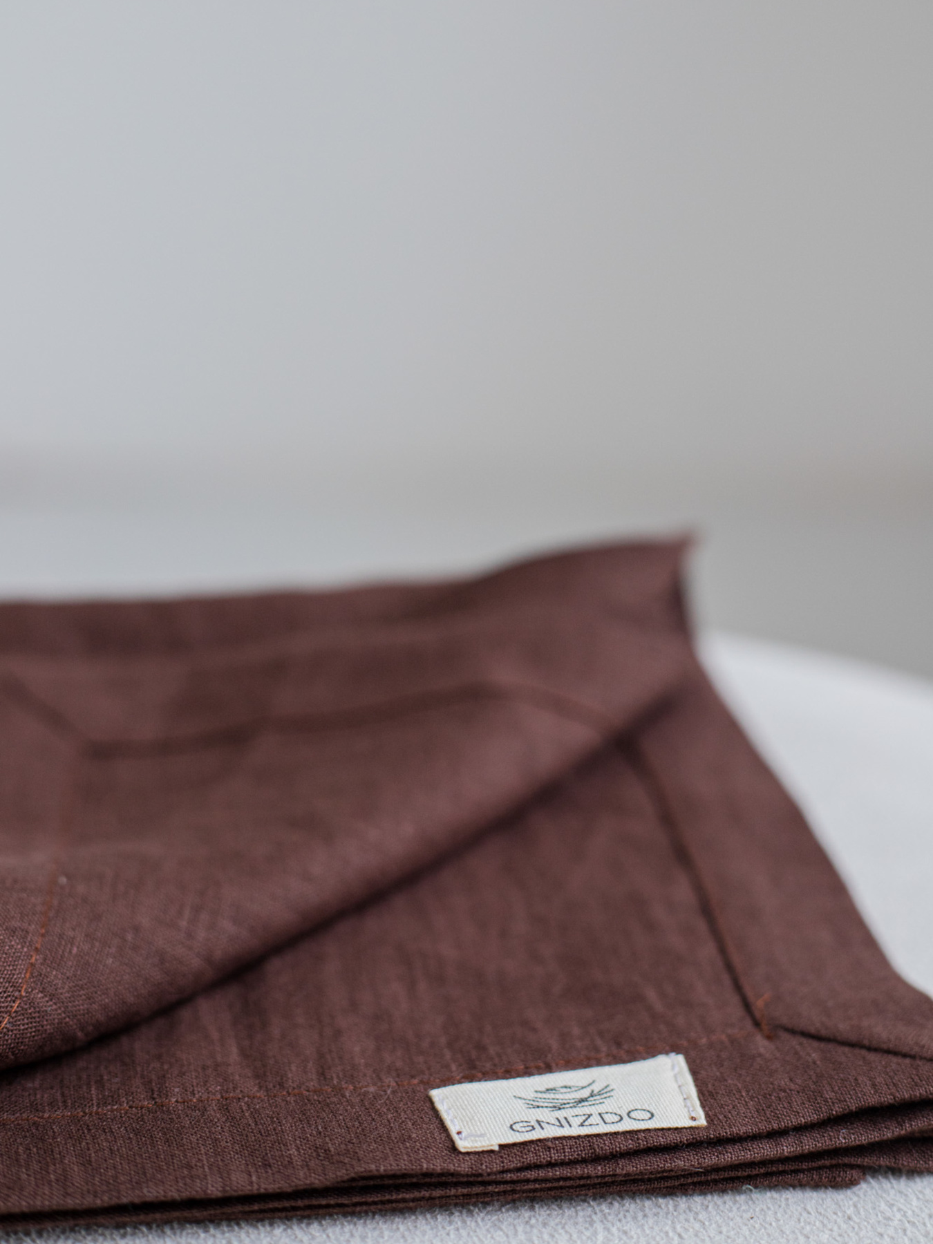 Набір з 2-х столових серветок з льону класичних однотонних в кольорі "Шоколад" GNIZDO модель LCTNMC-015 Фото