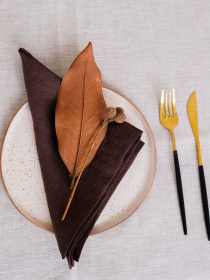 Набір з 2-х столових серветок з льону класичних однотонних в кольорі "Шоколад" GNIZDO модель LCTNMC-015 Набір з 2-х столових серветок з льону класичних однотонних в кольорі "Шоколад" GNIZDO модель LCTNMC-015 Фото