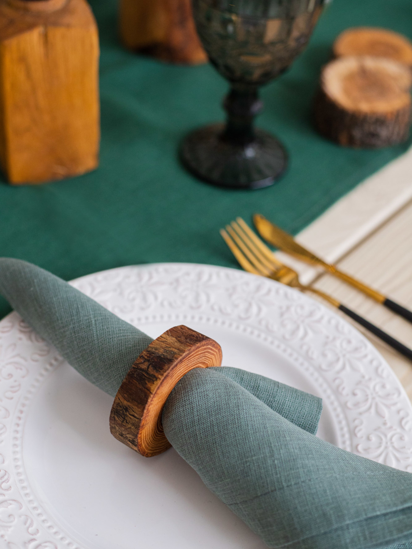 Набір з 2-х столових серветок з льону класичних однотонних в кольорі "Папороть" GNIZDO Модель LCTNMC-009 Фото