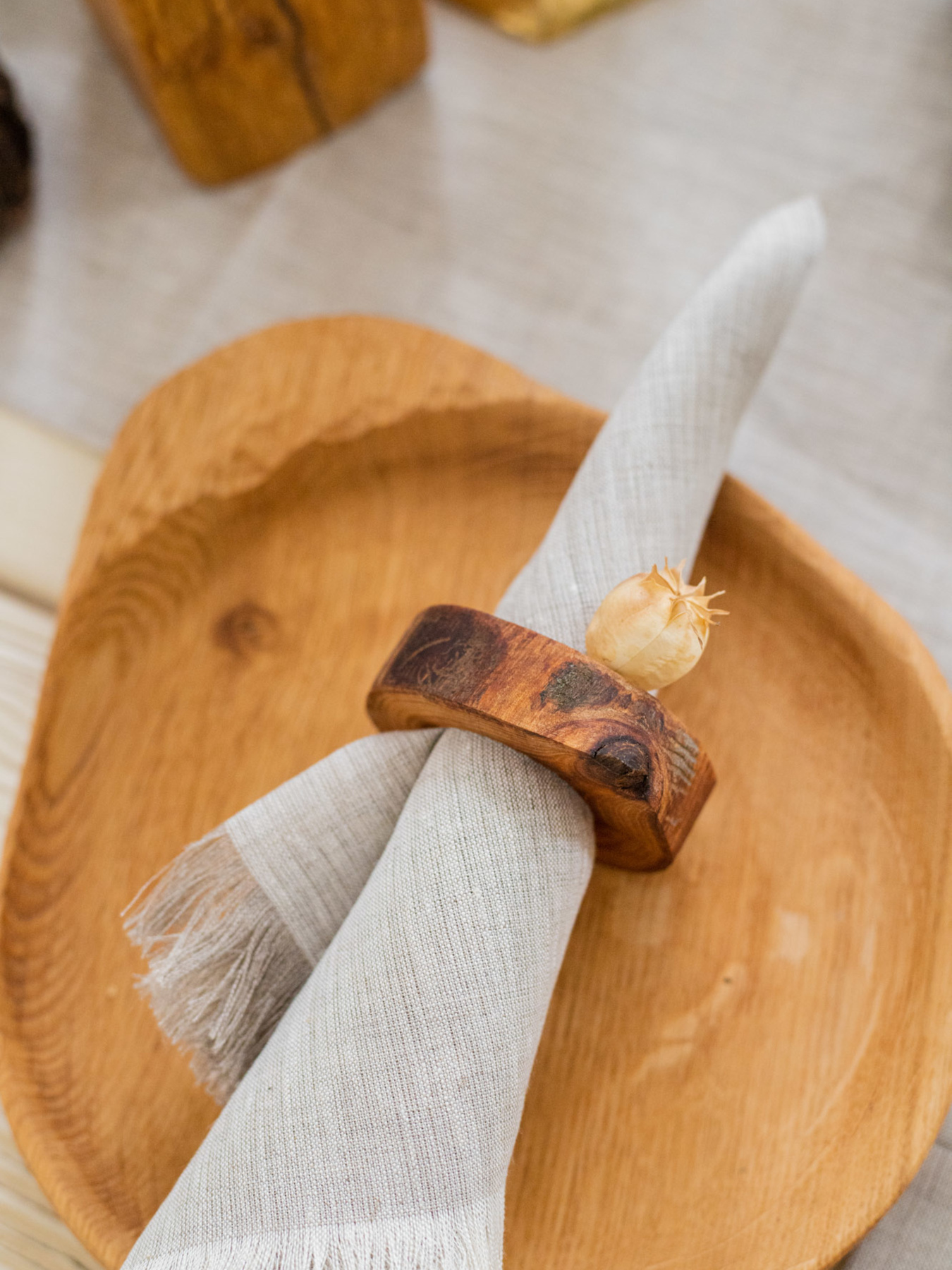 Набір з 2-х столових серветок з льону з бахромою в кольорі "Еко" GNIZDO Модель LTNFE-001 Фото