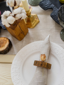 Набір з 2-х столових серветок з льону з бахромою в кольорі "Еко" GNIZDO Модель LTNFE-001 Фото