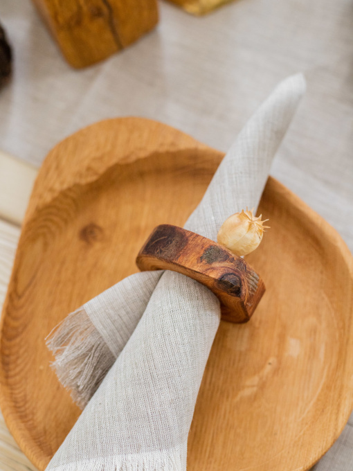 Набір з 2-х столових серветок з льону з бахромою в кольорі "Еко" GNIZDO модель LTNFE-001 Фото