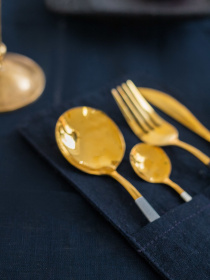 Конверти для столових приборів з льону в темно-синьому кольорі GNIZDO Модель LEC-010 Фото