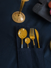 Конверти для столових приборів з льону в темно-синьому кольорі GNIZDO модель LEC-010 Конверти для столових приборів з льону в темно-синьому кольорі GNIZDO модель LEC-010 Фото