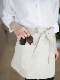 Лляний фартух на пояс в натуральному кольорі GNIZDO Модель LAS-001 Фото