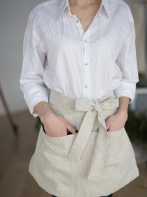 Лляний фартух на пояс в натуральному кольорі GNIZDO Модель LAS-001 Фото