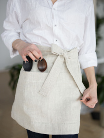 Лляний фартух на пояс в натуральному кольорі GNIZDO Модель LAS-001 Фото