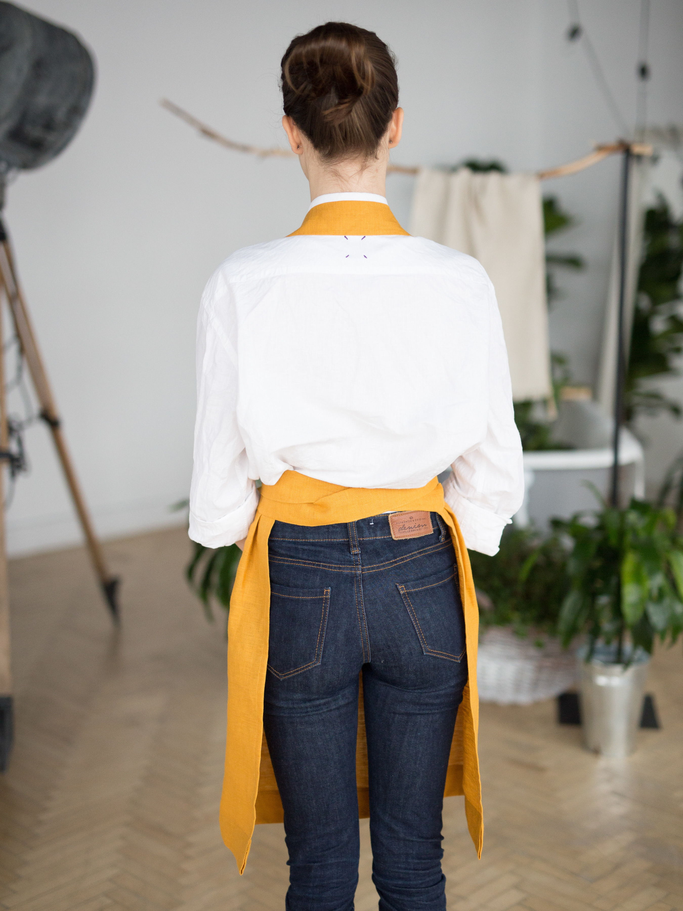 Фартух-сукня з льону в кольорі "Шафран" GNIZDO Модель LAD-011 Фото