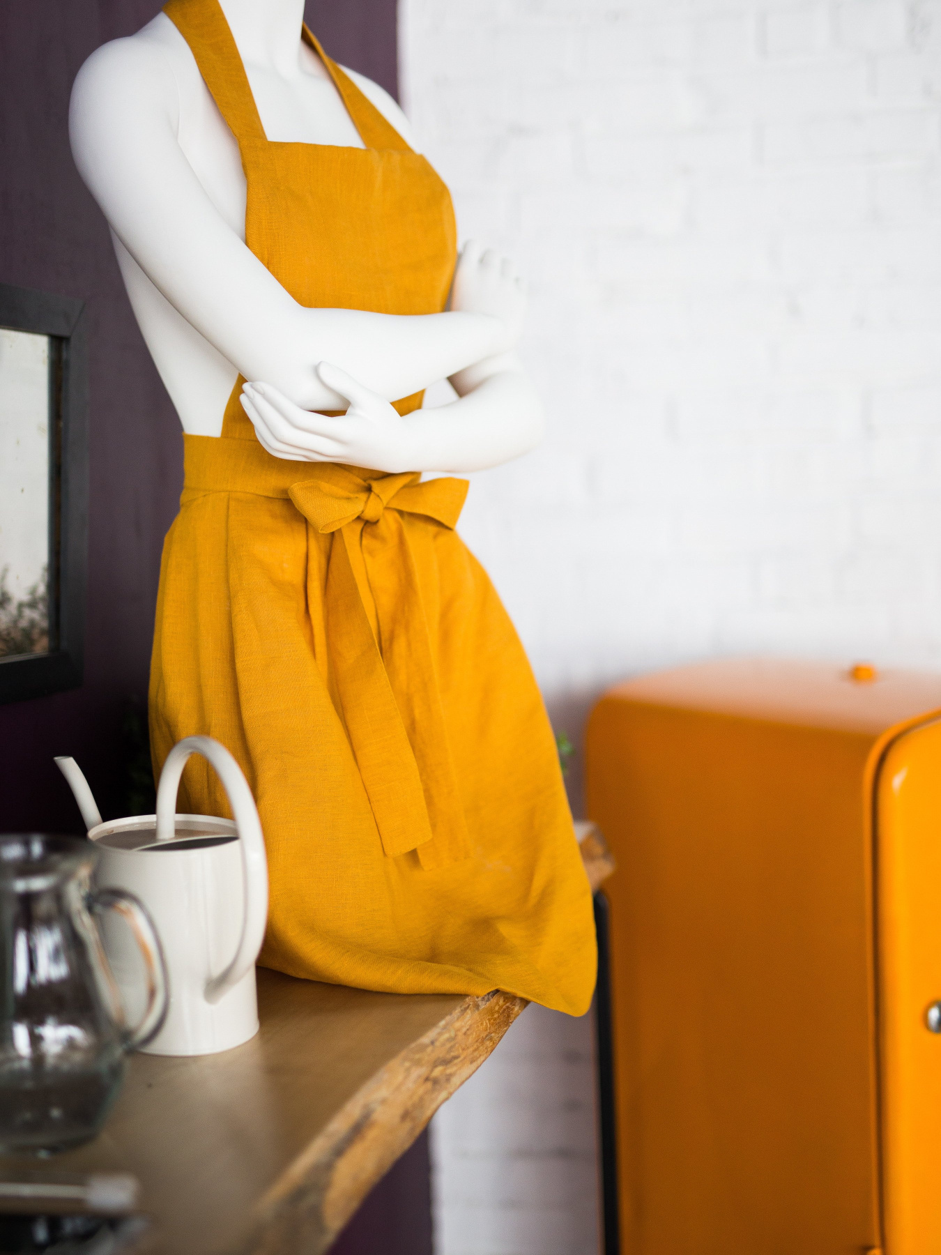 Фартух-сукня з льону в кольорі "Шафран" GNIZDO модель LAD-011 Фото