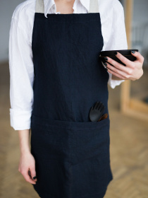 Фартух класичний з льону в темно-синьому кольорі GNIZDO Модель CLA-001 Фото