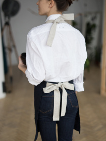 Фартух класичний з льону в темно-синьому кольорі GNIZDO модель CLA-001 Фото