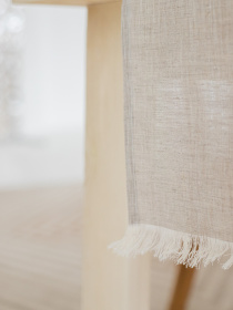 Доріжка лляна на стіл (ранер) з бахромою в кольорі "Еко" GNIZDO Модель LTRF-001-S Фото
