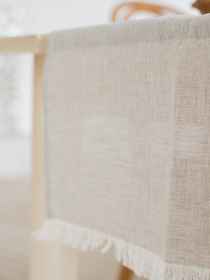 Доріжка лляна на стіл (ранер) з бахромою в кольорі "Еко" GNIZDO модель LTRF-001-S Фото