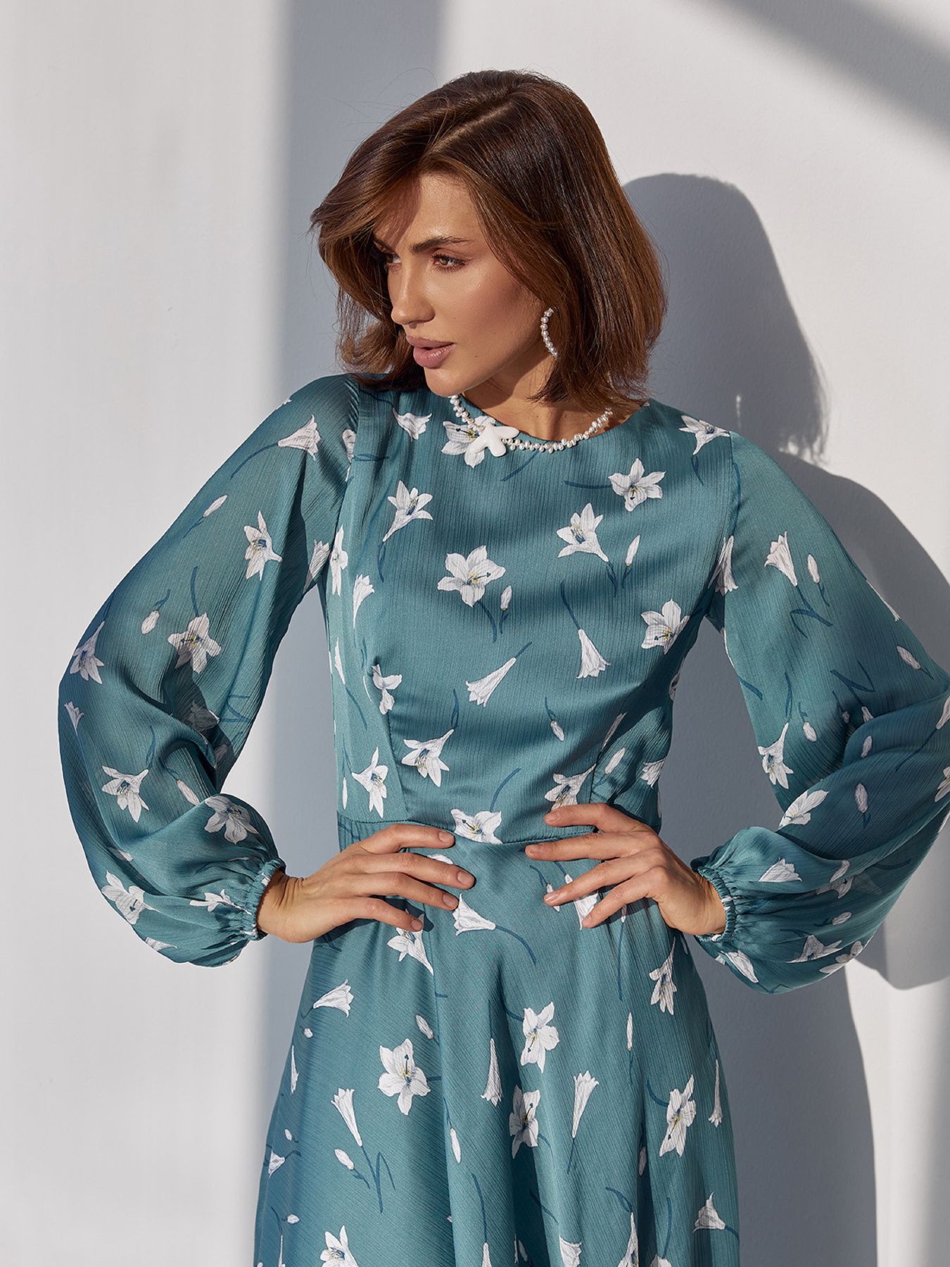 Платье миди ISSA Plus модель 14440_оливковый Фото