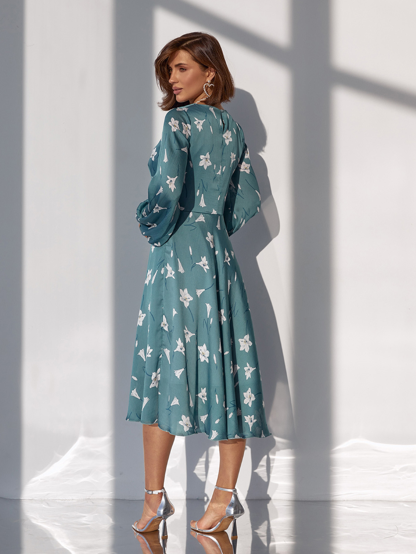 Платье миди ISSA Plus модель 14440_оливковый Фото