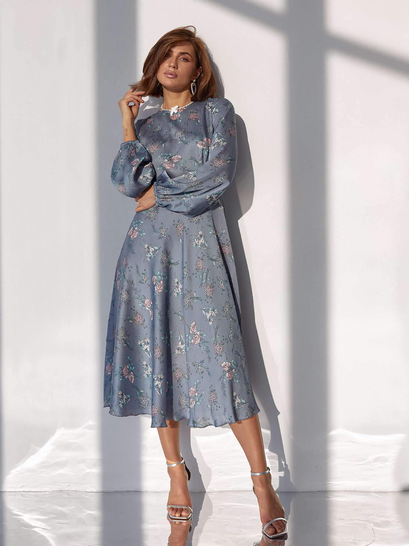 Платье миди ISSA Plus модель 14441_серый Фото