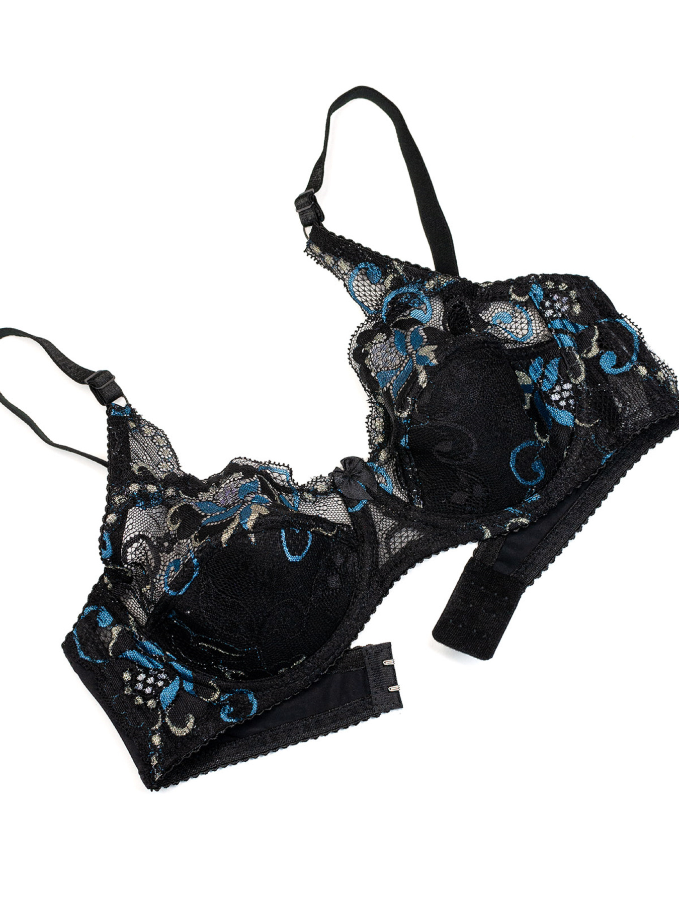 Бюстгальтер ISSA Plus модель BL2-876_черный_голубой Бюстгальтер ISSA Plus модель BL2-876_черный_голубой Фото